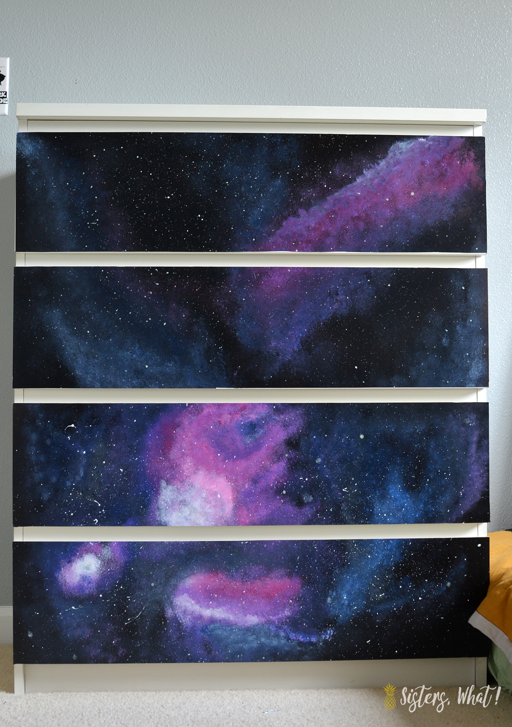 Galaxy Dresser Ikea MALM dresser hack using contact paper